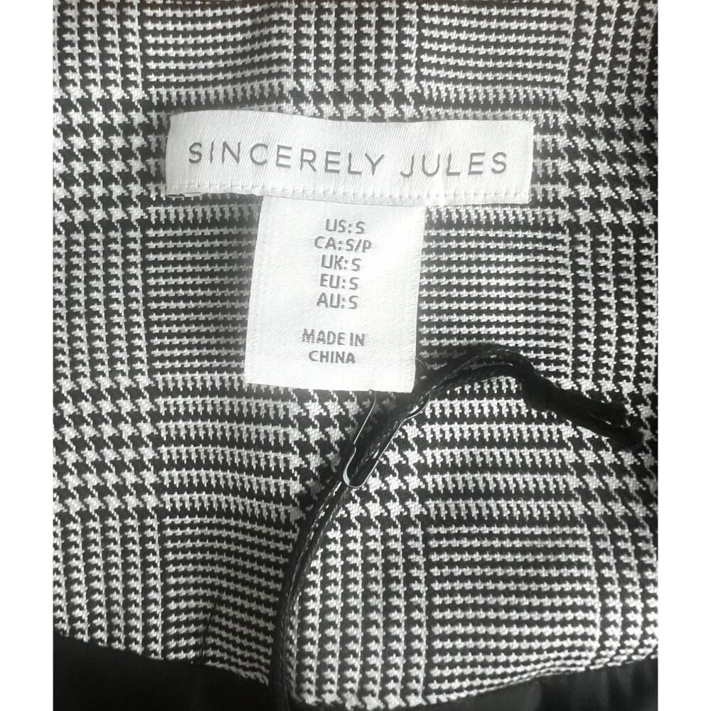 Sincerely Jules Black & White Glen Plaid Sleeveless Vest Womens Size Small - Picture 4 of 12